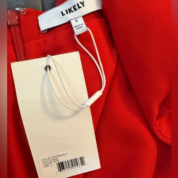 NWT Likely Dani asymmetrical faux wrap dress scarlet red size 2 - Picture 5 of 5